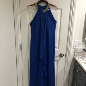 Calvin Klein royal blue floor length dress